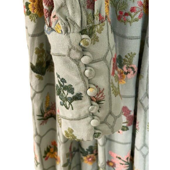 Mac‎ Duggal Dress Gown Size 2 Boho Cottage Peasant Floral Embroidered - Picture 5 of 12
